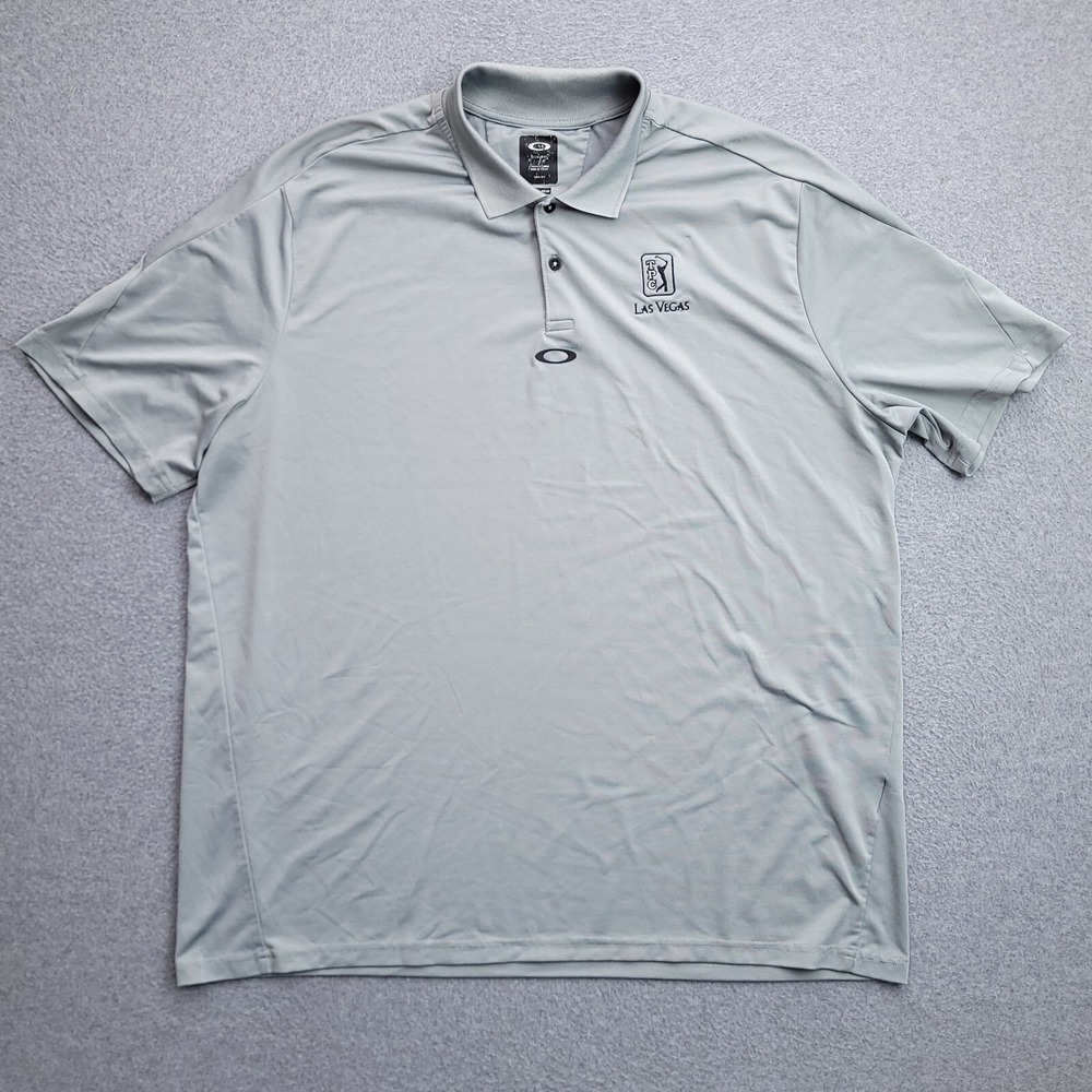 Oakley Polo Shirt Size XXL Golf Performance Stretch Gray TPC Las Vegas Mens